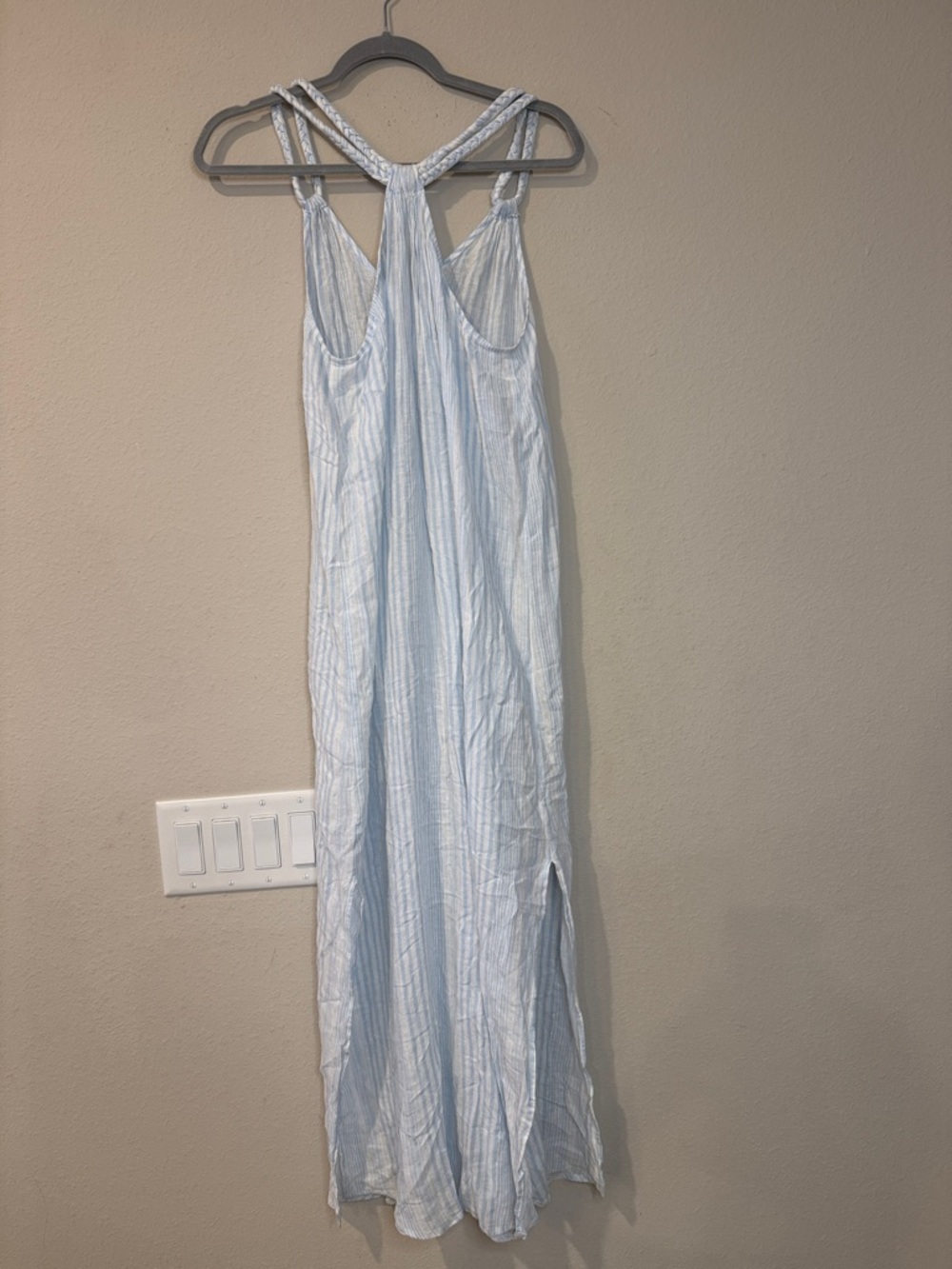 C&C California Pale Blue & White Striped Braided-Strap Maxi Dress - Picture 3 of 7